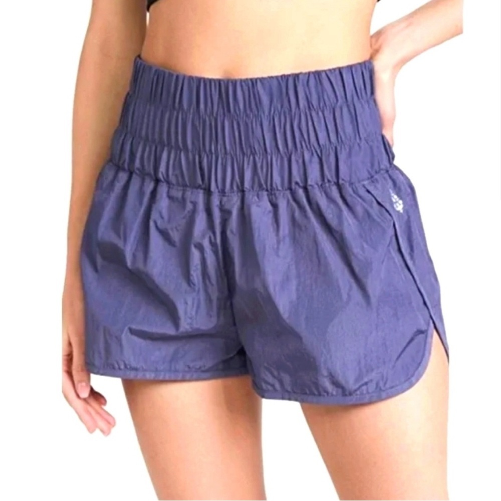 Free People FP Movement The Way Home Shorts High Waist Purple Deep Sea Stretch L